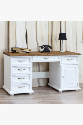 PC Schreibtisch Provence 150x60 cm Arbeitszimmer Holz Weiß Landhausstil